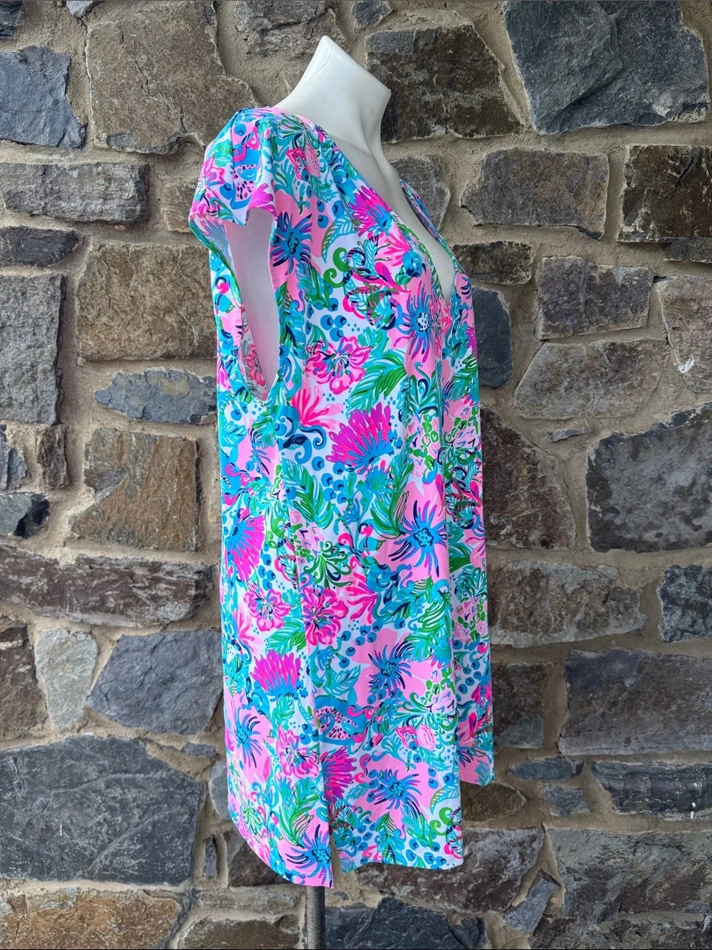 NWT Lilly Pulitzer Talli V-Neck Cover Up in Mandevilla Baby Paradise Petal Large